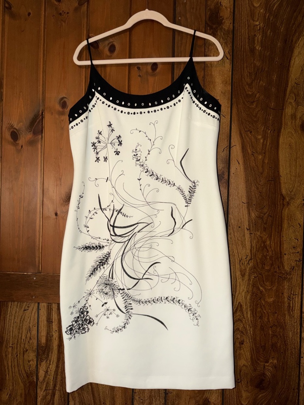 Dressbarn White Dress with Black Trim